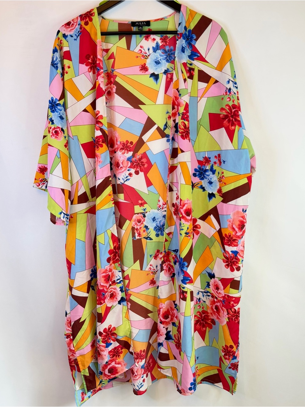 Julia by Love J Multicolor Kimono Womens 2X Floral Geomtric Lightweight